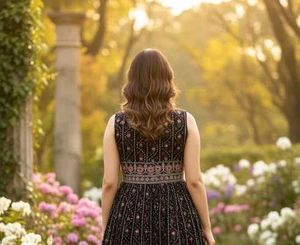 Embroidered Black Ethnic Gown