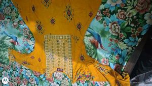 Yellow Printed Dress Material