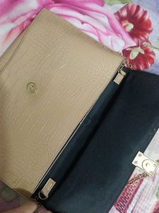 Beige Croc-Embossed Shoulder bag