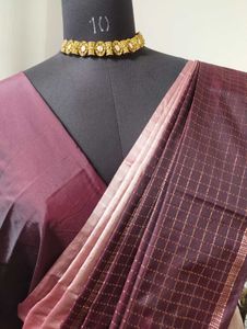 Brown And Beige Silk Saree