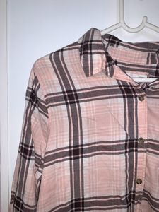 oversized pink and grey checkered shirt