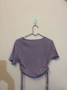 Cute Lavender Ribbed Crop Top