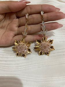 Pink and Gold Earrings