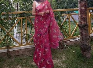 Floral Print Organza Saree