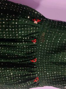 Emerald Green Sequin Frock Style Kurti