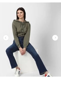 Olive Green Tie-Up Neck Crop Top