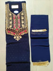 Combo Semi-stitched Suit With Stones Work