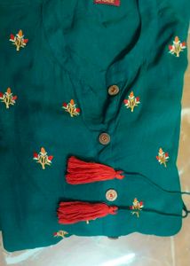 Embroidered Teal Tunic Top