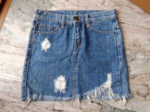 Ripped Denim Skirt