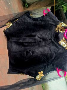 Elegant Black &amp; Gold Embellished Blouse