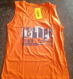 Orange colour sleeveless Tshirt