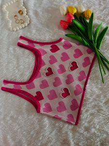 Heart Pattern Y2K Knit Top