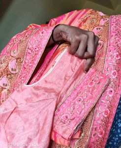 Peach Saree with Embroidered Blouse