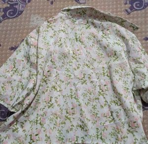 Floral Button-Up  Crop Shirt/Top