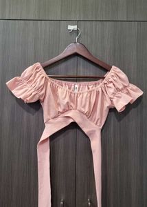 summer baby pink crop top