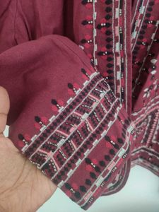Embroidered Burgundy Jacket