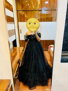 Black Tulle Off-Shoulder Gown