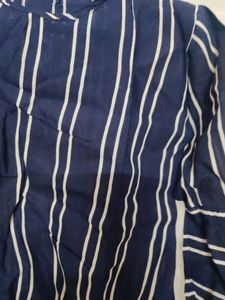 Navy Blue White Stripes Top
