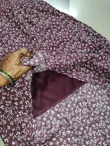 Ankle Length Purple Dress Flower Printed