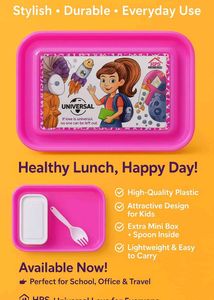 Pink Kids Lunch Box With Utensils