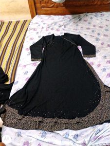 Umbrella Abaya Black Beads