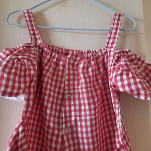 Fairies Forever Red Plaid Cold Shoulder Dress for Baby Girls