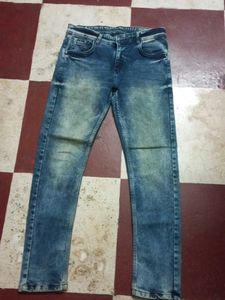 Men's Navy Blue Faded Slim Fit Denim Jeans