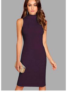 Purple Mock Neck Sleeveless Dress