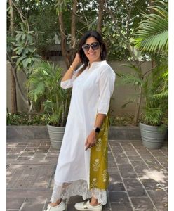 Mul Cotton One-Piece Dress with Lace Inner