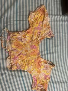 H&amp;M floral drawstring top