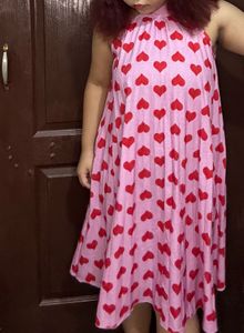 Pink Heart Print Dress