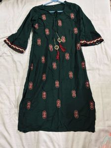 Green Embroidered Kurti