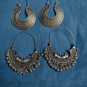 Silver Tone Statement Earring Bundle