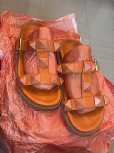 Orange Studded Flats