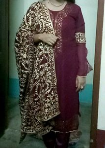 Embroidered Maroon Salwar Kameez Set