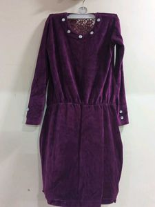 Y2K Straight Velvet Dress With Net Back
