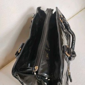 Og Texto Patent Leather Hand Bag