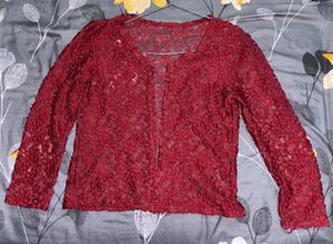 Burgundy Lace Cardigan