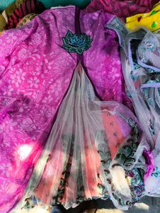 Pink ready to wear saree with blouse