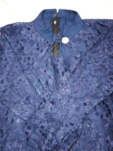 Elegant Navy Blue Lace Kurta