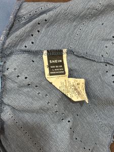 Blue Eyelet Peplum Tank Top