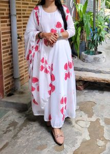 Heart Print Kurta With Duppatta