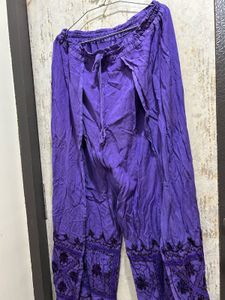 Purple Embroidered Palazzo – Open Side Slit