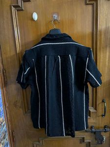 ETA WESTSIDE BLACK CROCHET STRIPED SHIRT