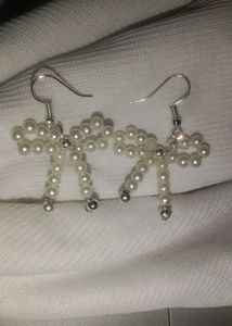Pearl Bow Earring Coquette Design