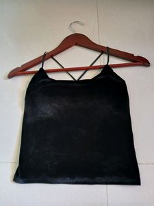 Solid Round Neck Backless Slim Fit Crop Top