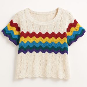 Rainbow Crochet Knit Top