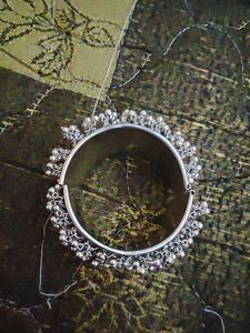 Silver Bangle with Dangling Beads