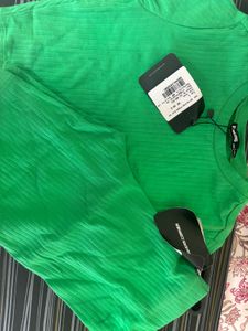 Green Ribbed Biker Set - Brand New