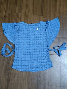 Cute Blue Checkered Top